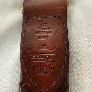 Coach Brown Braided Leather Belt Size 42” Solid Brass Buckle Classic
